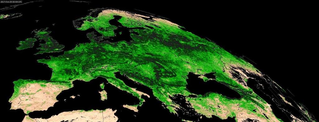 Obrázek 18-25.6.2017 -FVC Zdroj: HDF Viewer Při pohledu na obrázek 20, který byl pořízen 10. 7. 2017, je zřejmé, že v danou chvíli měla vegetace vysoký výkon téměř po celé střední Evropě.