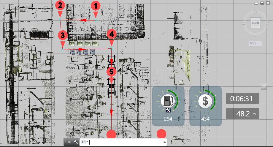 Obr. 60 AutoCAD - rozšíření Factory Design - materiálový tok Druhou možností, jak layout podrobit analýzám je jeho převedení do SW vistable, který obsahuje mnohem více nástrojů pro analýzu.