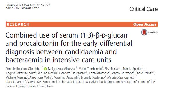 kombinace stanovení beta-d-glukanu (BDG) a prokalcitoninu (PCT) k rozlišení původu sepse BDG je nespecifický marker pro detekci kandidemie, bývá často falešně pozitivní právě u