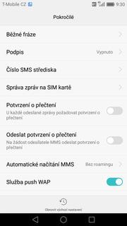 Nastavení střediska zpráv ikonu SMS a MMS.