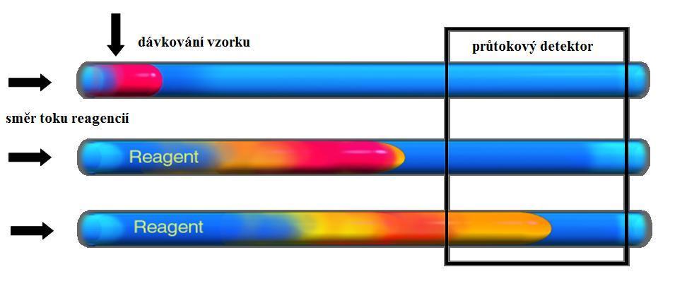 Obr.č.2: Princip FIA techniky (3) Technika SIA používá odlišný princip, jehož charakteristickým rysem jsou oddělené měřící cykly.