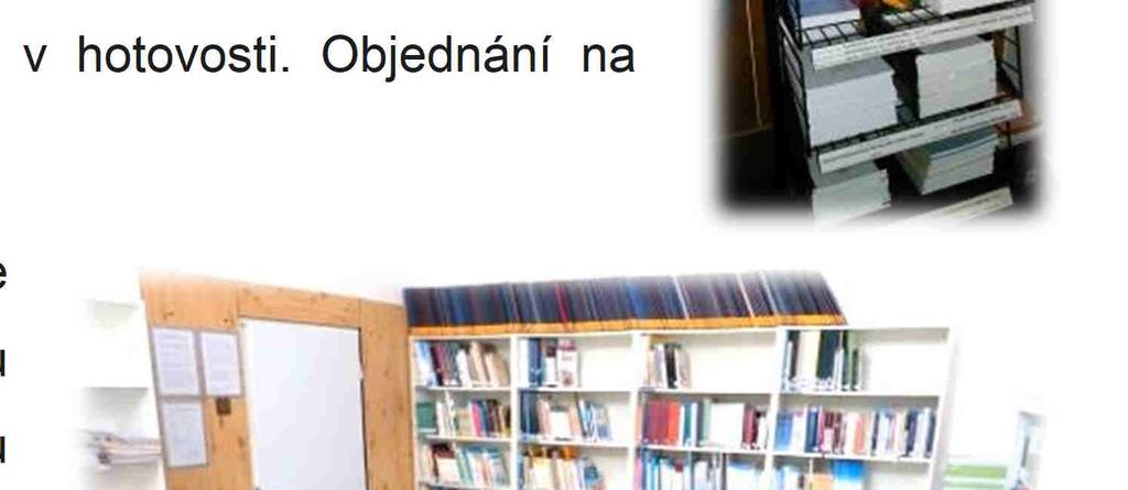 Knihovna je dále vybavena třemi počítači připojenými k internetu, barevnou kopírkou, laminátorem a vazačem kroužkové vazby, může tak poskytnout základní reprografické služby.