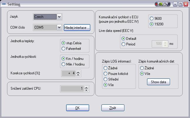 f=3 připojte interface do OBD zásuvky vozu (pro napájení interface) spusťte program ForDiag nově vzniknuvším zástupcem