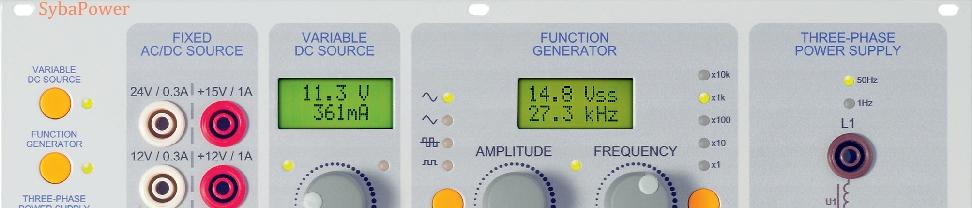 SybaNet inteligentné elektrolaboratórium DC napájanie - konštané 0-15V, alebo 0-30V, vždy 0-10A Technické dáta Dvojité jednosmerné napájanie 0-30V alebo 0-15V vždy 10A Citlivé nastavenie prúdu a