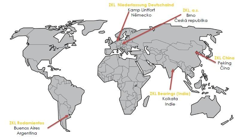 Budování značkové prodejní sítě ZKL disponuje obchodním zastoupením v pěti zemích světa: Argentina, Brazílie, Čína, Indie a Německo.