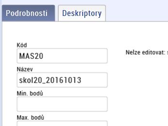 Pole Platnost od : datum, od kterého je soubor kritérií na výzvě MAS platný, Pole Platnost do :