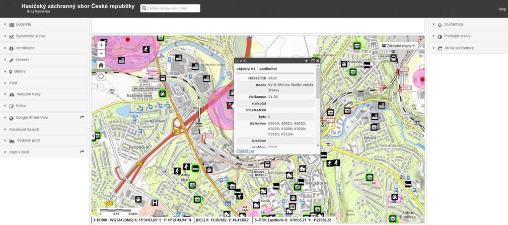 f) Geografický informační systém S pomocí nových funkcionalit GISového intranetového klienta a analytických nástrojů provádí OOb a CNP ve spolupráci s územními odbory sběr dat objektů s nebezpečnými