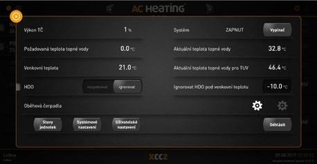 podporu Ovládání vytápění na