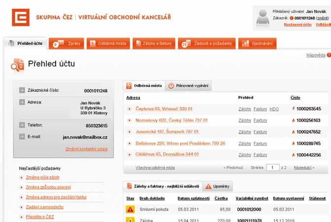 Zákaznické číslo slouží k jednoznačné identifikaci zákazníka a urychlení řešení požadavků.