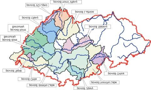 Obr. 14 Mapa nakalibrovaných povodí pro předpovědní systém Aqualog. Fig. 14. Map of the calibrated catchments for Aqualog modelling system. Obr.