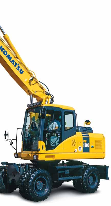 HYDRAULICKÉ KOLOVÉ RÝPADLO VÝKON MOTORU 116 kw / 158 PS PROVOZNÍ HMOTNOST 16.020-18.440 kg OBJEM LŽÍCE max.