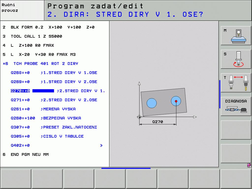 Cykly dotykové sondy v ručním provozním režimu a v režimu el.