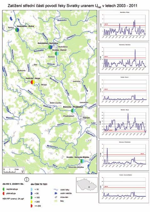 1996). Toto porovnání je graficky znázorněno v souboru specializovaných map. Na obrázku Obr. 3.1.1 je příklad jednoho z mapových listů. Výsledky byly také zahrnuty do plánované odborné monografie.
