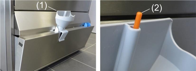 Oplachové a mycí prostředky 6.2.2 Dávkování tekutého mycího prostředku Dávkované množství nastaví autorizovaný servisní technik společnosti Winterhalter při uvádění stroje do provozu.