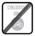 Značka označuje konec cyklistické zóny. Značka může být při výjezdu z cyklistické zóny umístěna i jen po levé straně vozovky z opačné strany značky Zóna pro cyklisty. 2.