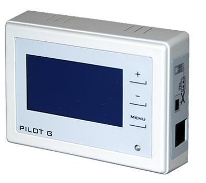 např: - špatná nastavení, překročení teploty atd) - připojení bezdrátového pokojového termostatu - možnost ručního režimu ovládání (ventilátor, TUV, TV, podavač) Pokojový termostat Pilot G -