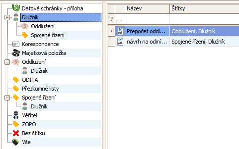 Tento soubor tak najdeme ve skupině Dlužník, a zároveň v podskupině Dlužník -> Oddlužení. A také ve skupině Oddlužení, a podskupině Oddlužení -> Dlužník.
