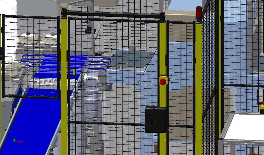 Ústav výrobních strojů, systémů a robotiky Str. 41 Pro bezpečný provoz RTP je celé pracoviště odděleno od okolního prostoru bezpečnostním ochranným oplocením (Obr. 8.3).