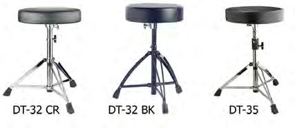 DT-32BK 25018434 3,6 kg 54,89 1469,00 Kč Stolička k bicím, dvojité vzpěry, nastavitelná výška 50-63 cm v 5 polohách, kulatý sedák černý vinyl prům. 32 cm, hmotnost 3,1 kg.