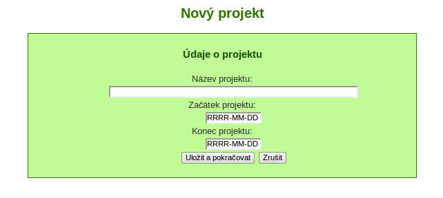 Po vyplnění formuláře nového projektu uživatel pokračuje vytvořením perspektiv. Obrázek 5.