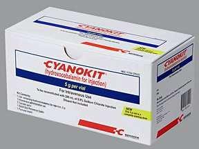 Cyanokit Léčba zjištěné i předpokládané otravy kyanidy Úvodní dávka 5g, děti 70 mg/kg, max. 5g Dle tíže otravy může být podána 2. dávka Kontraindikace: žádné Priorita vždy: 1.