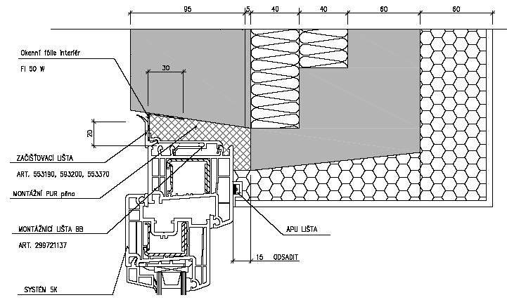 I. 4. Konstrukce a detaily oken Svislý řez