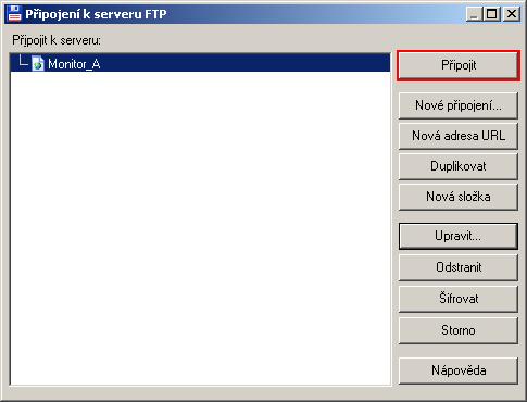 Jméno uživatele: Heslo: APM_Login APM_Heslo Stiskneme tlačítko Připojit Obr. 7 - TC Parametry Monitor_A Obr.