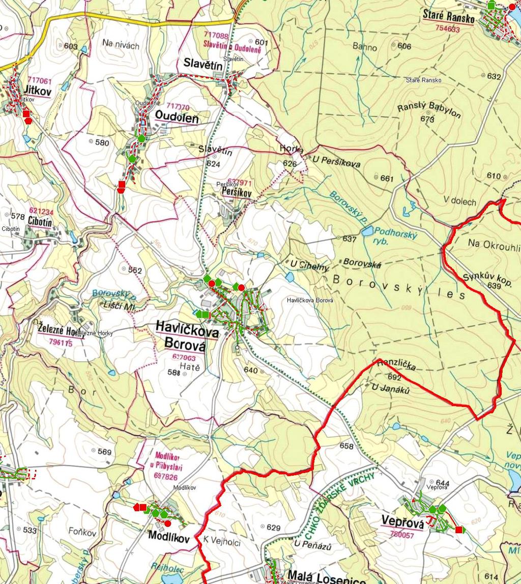 MAPA - KANALIZACE Trasování sítí, lokalizace ČOV, čerpacích stanic, výústí, odlehčovacích komor