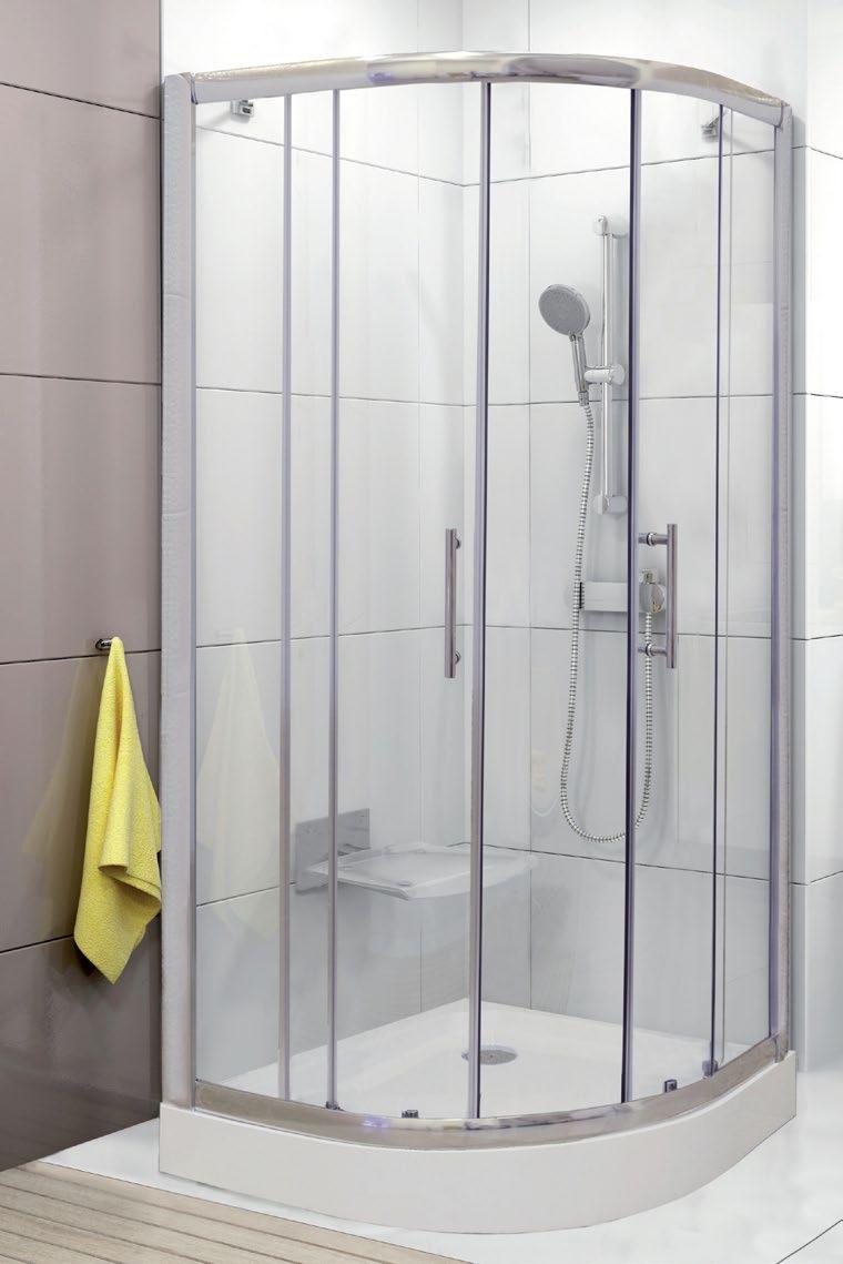 KOUPELNA Sprchový kout UNI 90 čtvrtkruh rozměry: 900 x 900 x 1900 mm radius: 550 mm