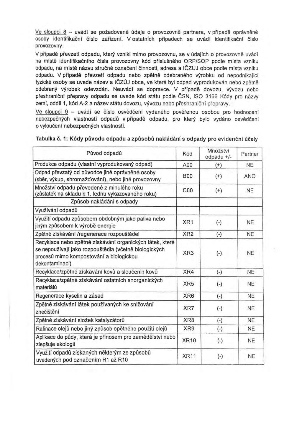 Ve sloupci 8 - uvádí se požadované údaje o provozovně partnera, v př í p a d ě o p rávněné osoby identifikační číslo zařízení. V ostatních případech se uvádí identifik a ční č í slo provozovny.