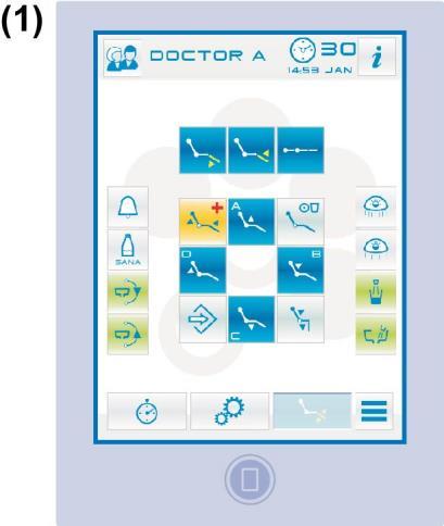 5.1. ŘÍDÍCÍ PANEL LÉKAŘSKÉHO STOLKU Zubařské sestavy S380 TRc jsou vybaveny řídícím panelem lékařského stolku s dotykovým rozhraním, které se skládá ze skleněného kapacitního dotykového panelu s