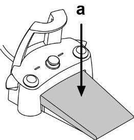 5.2.3. NOŽNÍ SPÍNAČ POWER PEDAL Popis jednotlivých částí. 1 Rukojeť. 2 Ovládací pedál. 3 Ovládání pohybů křesla. 4 Ovladač Chip-air nebo aktivace/deaktivace funkce postřiku nástrojů.