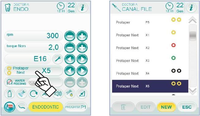 5.5.2. PROVOZNÍ REŽIM ENDODONTIC Vlastnosti provozu ENDODONTIC. - nastavitelná rychlost od 100 do 600 ot.