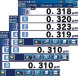 display: deset posledních výsledků měření používající stejný parametr Funkce přepočítání Po