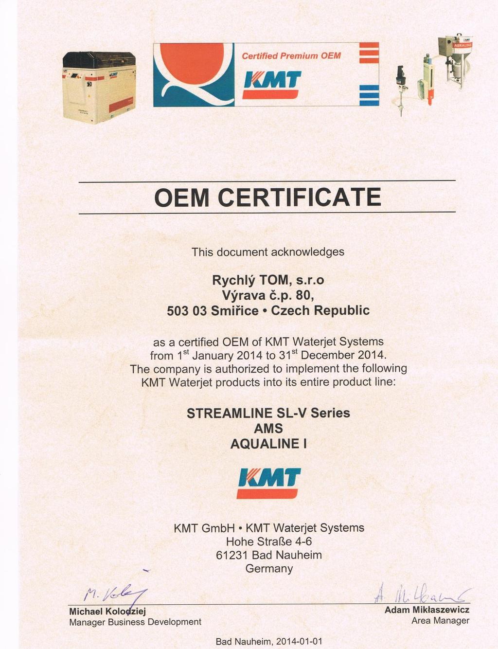 PŘÍLOHA 9 Certifikát