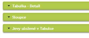 Získání infrmací tabulce Kliknutím na některu z tabulek se ve slupci C zbrazí pdrbné infrmace rzdělené d sekcí. tlačítk pr rzbalení sekce br.