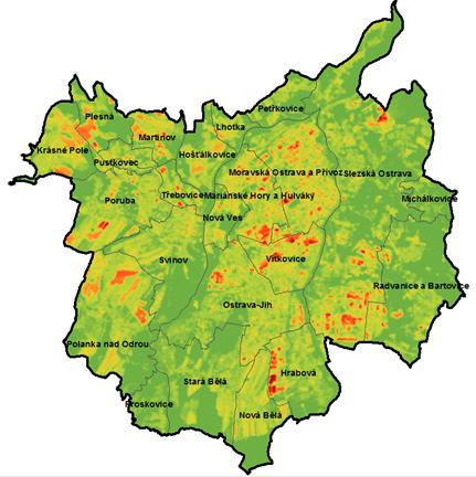 Ostrava a vývoj klimatu do roku 2100 Hlavní předpokládané změny a trendy Termální denní satelitní snímek Landsat L 7 (září 2016) Největší