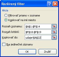 Napríklad, chceme z našej tabuľky zobraziť iba údaje, ktorých cena je deliteľná číslom päť bezo zvyšku.