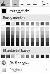 K dispozici máte barvy dané zvoleným motivem, dále několik základních barev a po stisknutí Další barvy i kompletní paletu všech dostupných barev.