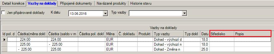 střediskem z hlavičky dohadu, přičemž z každého dohadu lze vytvořit jedno ID, které může mít více položek (pokud má více