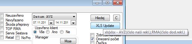 Verze 1.8.75.1 Reklamace Možnost hromadné aktualizace reklamací dle xls xlsx souboru. Právo : Reklamace XLS update Po stisku tlačítka se objeví dialog pro výběr xls souboru.