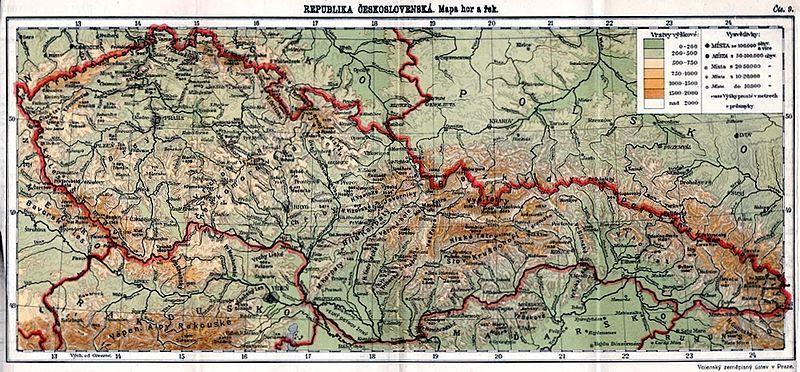 Československá republika - země, hranice, sousedé Československo 1918-1938 = První republika hranice dotvořeny roku 1920 do roku 1928 ji tvořilo 5 zemí : * Čechy