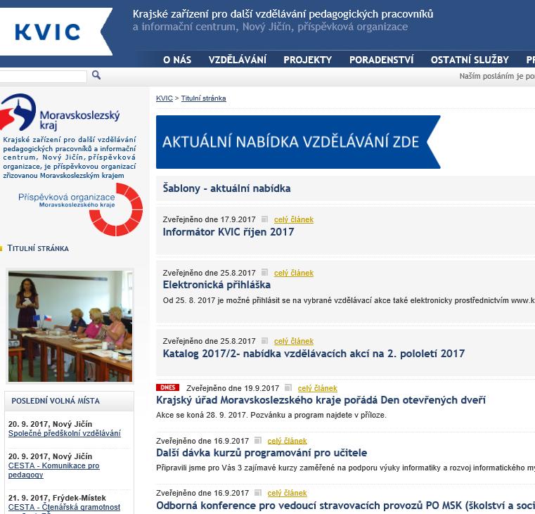 11. INFORMACE KVIC OP OSTRAVA A KARVINÁ Nabízíme Vám možnost realizace vzdělávacích programů pro celý pedagogický sbor přímo u Vás ve školách a školských zařízeních, které jsou velmi efektivní a