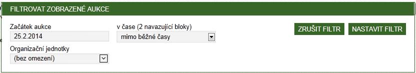 Obrázek 10 Filtrační podmínky pro SLEDOVANÉ AUKCE 2.