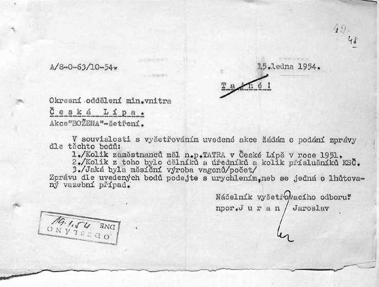 65267 MV, Doličný materiál, Šifrovací tabulka, 1951.
