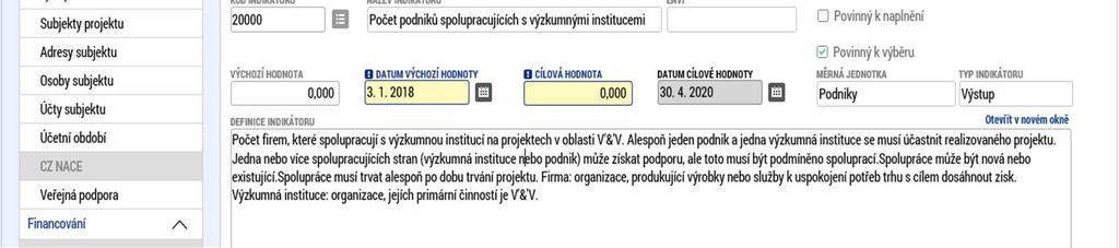 nových výzkumných pracovníků v podporovaných subjektech 20702 Počet nově vytvořených pracovních míst, zaměstnanci VaV ženy 22200 Počet aktivit/konceptů Proof of concept v procesu ochrany duševního