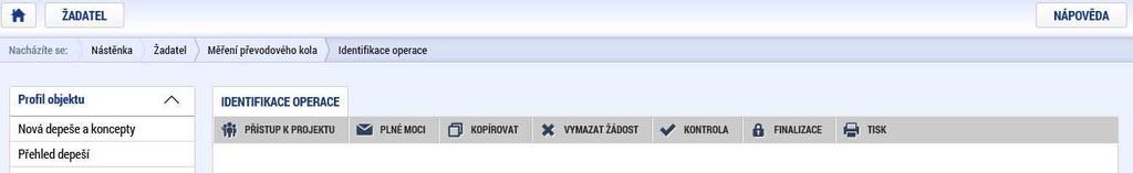 Po zmáčknutí pole Změnit nastavení přístupu (viz další strana Příručky) se Vám zobrazí záložka Změna přístupů, kde osoba, jež zakládala žádost o podporu, bude v rámci svého přihlašovacího