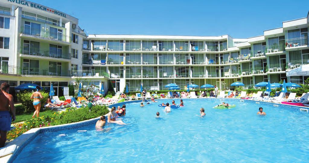 hotel Avliga Beach 147 Sluneční Pobřeží POLOHA: v centrální části letoviska POPIS A PLÁŽ: čtyřpatrový hotel cca 50 m písečná pláž lehátka a slunečníky za poplatek VYBAVENÍ: vstupní hala s recepcí