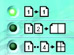 Použití nástroje QLINK Část Funkce kopírování Tři tlačítka kopírování v nástroji QLINK je možné upravit, aby umožňovala využívat funkce zabudované do ovladače tiskárny tohoto přístroje a používat