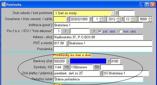Nové číslo účtu sa skladá z predčíslia (prefix) označujúceho druh dane, zo základného čísla účtu označujúceho daňový subjekt a z identifikačného kódu Štátnej pokladnice.